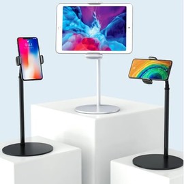 RDRKR Universal Adjustable Desktop Phone Stand Holder for Cell Phone/Tablet Android/iOS Devices (White)