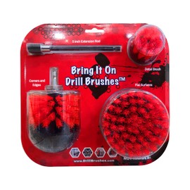 Bring It On Cleaner Drill Brush Attachment Set Three Brushes| Bring It On Power Scrubber Brush Cleaning Kit | Plus 6 Inch Extension, Use On Grout, Cars, Bathroom Surfaces, Tile