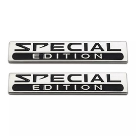 2Pcs Metal Special Edition Logo SUV Rear Trunk Side Sport Emblem Luxury Sticker Badge (Silver Black)