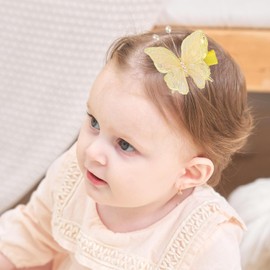 Hair Clips Girls, Cute Butterfly Hair Clips, Non-Slip Girls Hair Accessories, Children's Clips for Birthday, Christmas, Children's Day Gift (Yellow)