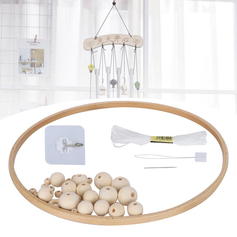 DIY Wind Chimes Kit Round Wood Beads Crafts Ornaments Hand