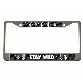 Stay Wild Style Heavy Duty Metal License Plate Frame/Car Accessories Car Tag Holder Cover (Carbon)