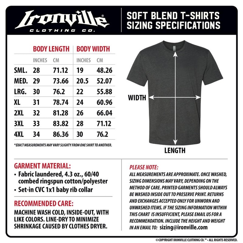Ironville Lift Weights Weightlifting Soft Blend T Shirt (US, Alpha,