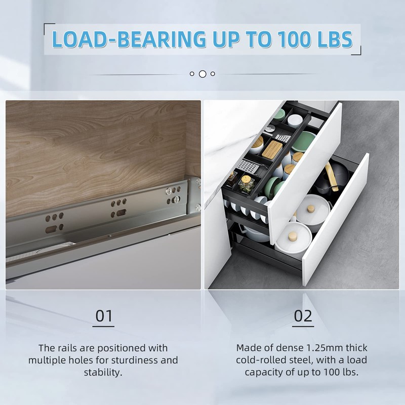 SHUHANG 1 Pair Undermount Drawer Slides 9 12 15 18