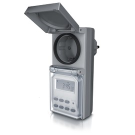 CSL - Outdoor Digital Timer - Random Function - 20 Switching Programmes - 16 Configurations - Timer - Manual Interruption - IP44 - Countdown 99 Hours - Touch Protection - Grey