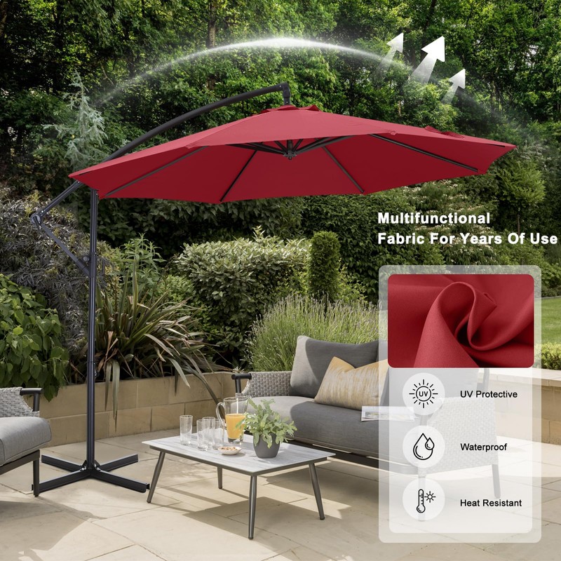 ABCCANOPY 9FT Cantilever Patio Umbrella with base included, 360° Rotation