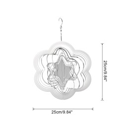 sourcing map Wind Spinner Six Star Shaped 9.84" x 13.39" Stainless Steel Reflectors Wind Chimes for Outdoor Devices Metal Decorations Keep Birds Away Yard Garden, Silver Tone