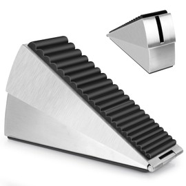 Door Stopper-Heavy Duty Door Stoppers Wedge Tall Door Stop for Bottom of Door Security Rubber,Extra Tall 3-inch Adjustable Door Stop Wedge, Spring Loaded Door Holder for All Heavy Doors(Silver)