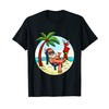 Santa Claus Reindeer Beach Swimming Trunks Palm Trees Christmas T-Shirt,