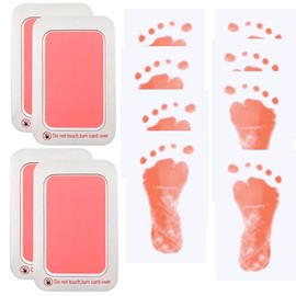 ZHIYE Baby Footprint & Handprint Kit – 4 Pink Inkless Print Pads Plus 8 Imprint Cards, 100% Clean-Touch Ink Pad for Newborns, Perfect Family Keepsake Gift for Printing Touch Imprints