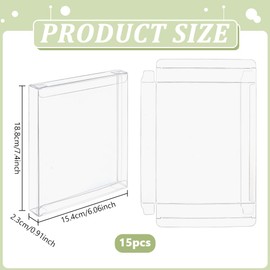 BENECREAT 15 Pack Clear Favor Box, 18.8x15.4x2.3cm Rectangle PET Transparent Gift Boxes for Packaging, Retail, Party, Gifts, Wedding, Business