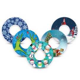 ExpressionMed - Adhesive Patches for Libre 2 (Pack of 5) - Made in The USA, Waterproof, Non-Fraying, Pre-Cut CGM Sensor Tapes (Christmas 2024)