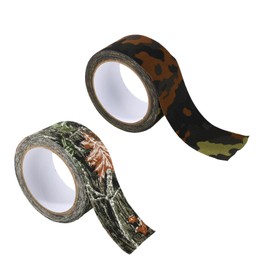 Sinbana 2 Rolls Camo Silencing Tape, 10.9 Yard Self-Adhesive Hunting Camouflage Silencing Form Tape Camo Stealth Wrap for Outdoor Hunting Camping Strips Gear Accessories(2 Styles)