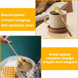 Honey Spoon Twin Cutlery Hanging Jam Spoon Curved Handle Nutella Spoon Pack of 2 Coffee Spoon Honey Spoon Stainless Steel Dessert Spoon for Tea Coffee Dessert