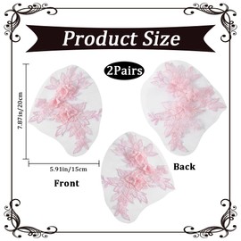 CABODYALS Pack of 4 Lace Flower Appliques Pink Polyester 3D Floral Embroidery Appliques Vintage Plain Embroidered for Sewing on Tulle Paths for Sewing Dresses Birthday Wedding Shirts