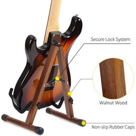 SNIGJAT Guitar Stand Walnut, Sturdy Acoustic Guitar Stand, Adjustable Electric Guitar Stand, Guitar Display Stand Guitar Floor Stand with Foam Padded, Folding Guitar Stand for Bass Cello Ukulele