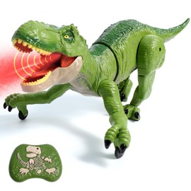 Sunrad Remote Control Dinosaur Toys for Kids 3-5 4-7 8-12 Year Old, Electronic RC Robot Dinosaur with Spray & Light & Roar, Realistic Walking T-Rex Toys Birthday Gifts for Boys Girls(Green)