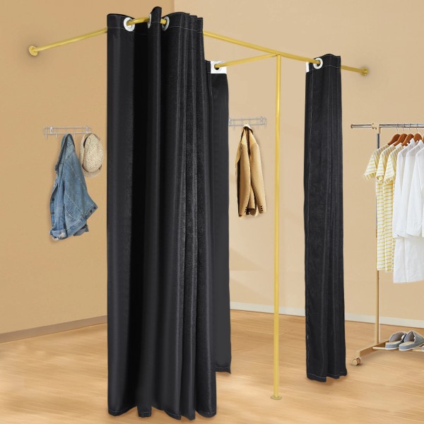 Unbranded F-Shaped Fitting Room for Two with Clothes Racks and