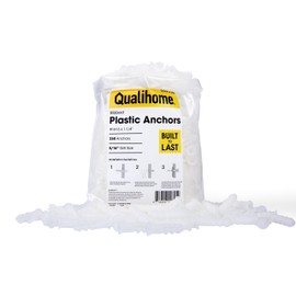 Qualihome Ribbed Plastic Drywall Anchors - Wall Anchors for Drywall - Plastic Screw Anchors for Secure Fastening (Bulk Pack, #14-16 x 1-1/4”)