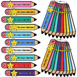 Eersida 100 Set 2025 Star Student Tag Included 100 Awesome Attendance Sticks and 50 Chains Wearable Incentives to Increase Student Awesome Attendance Sticks for Teacher VBS Classroom Awards