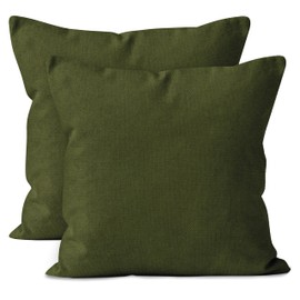 Encasa XO Cotton Throw Pillow Covers Set of 2 I 20x20 in (50x50 cm) - Leaf Green I No Insert I Plain Square Pillowcases I Machine Washable | Indoor Use Only
