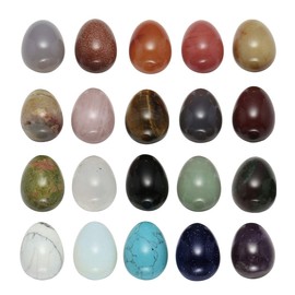 JSDDE 20 Natural Gemstones Set Healing Stones Tumbled Stones Decoration Egg Shape Gemstones Semi-Precious Stones Lucky Charm Jewellery for Meditation, Room Office Decoration