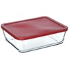 Anchor Hocking Classic Glass Food Storage Container with Lid, Red,