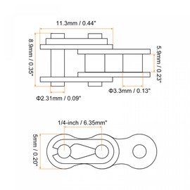 sourcing map 5Pcs #25 Chain Master Connector Link Roller, 1/4" Pitch Carbon Steel, Standard Connecting Split Links for 04C Chain