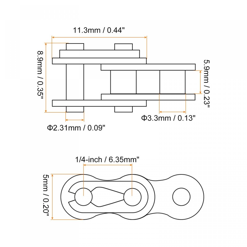 sourcing map 5Pcs #25 Chain Master Connector Link Roller, 1/4"