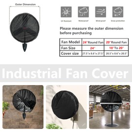 Bitubi Black 18-20 Inch Industrial Fan Cover, Waterproof & Dustproof, Heavy Duty 600D Oxford, Compatible with Most Brands
