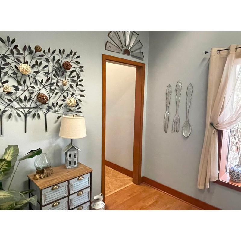 Zeckos Galvanized Grey Metal Fork, Spoon, and Knife Farmhouse Kitchen