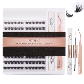Lash Clusters Individual Cluster Lashes DIY Lash Extension Eyelash Clusters Volume Wispy Lashes Super Thin Band Reusable Soft & Comfortable (T02-Kit, 108PCS-10-16MIX-Kit)