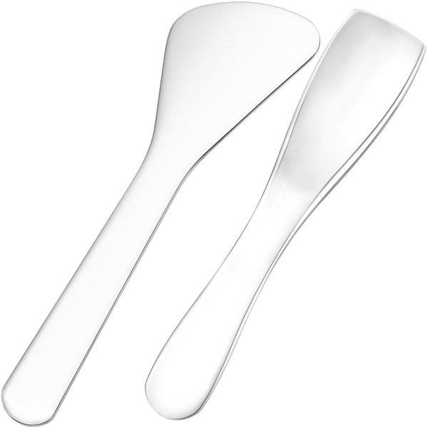 Pndeyo 2pcs Mini Metal Makeup Spatula, Reusable Cosmetic Cream Spatulas