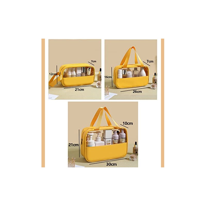 Clear Toiletry Bag 3 pcs, Waterproof Wash Bags Set in