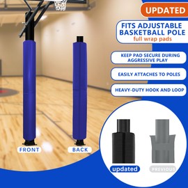 VANCL Heavy Duty Basketball Post Padding – 5FT Protective Wrap for Round Poles 4" Diameter Durable, Waterproof Training & Game Safety Pad Blue