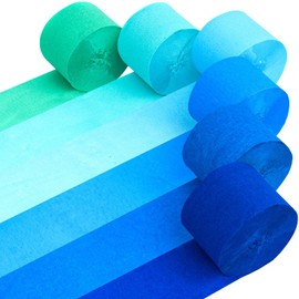 Captain Décor 6 Blue Streamers, 492ft Pack of Blue Crepe Paper Roll, Blue Streamers Party Decorations, Blue Bachelorette Party Decorations (1.8 inch x 82 ft/Roll)