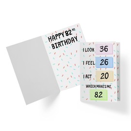 Karto Funny 82nd Birthday Card for Men Women - Large 5.5x8.5 inch 82 Years Old Birthday Cards for Him Her - Feel
