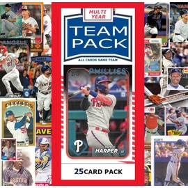 25 Card Multiyear Team Pack Philadelphia Phillies Bryce Harper Mike Schmidt 2024 2023 2025 Topps Stadium Club Archives Chrome Heritage Bowman