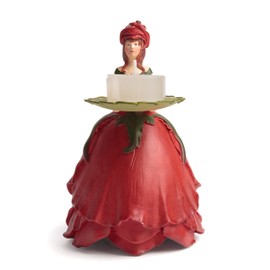 Flower Girl Rose Red - Decorative Figurine Tea Light Holder and Collector's Item