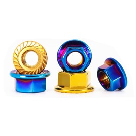 304 Stainless Steel Hexagonal Flange Nuts, Titanium-Plated Nuts, Flange Nuts, Gold-Plated Nuts, Burnt Blue Nuts, M4, M5, M6, M8, M10 (PVD Blue Burning, M6x1.0=10pcs)