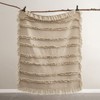 Ultra Soft Pre-Washed Quilted Boho Throw Blanket, Ruffle Fringed Beige