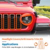 JeCar 9pcs Orange Grill Inserts Headlight Covers Trim Kit for