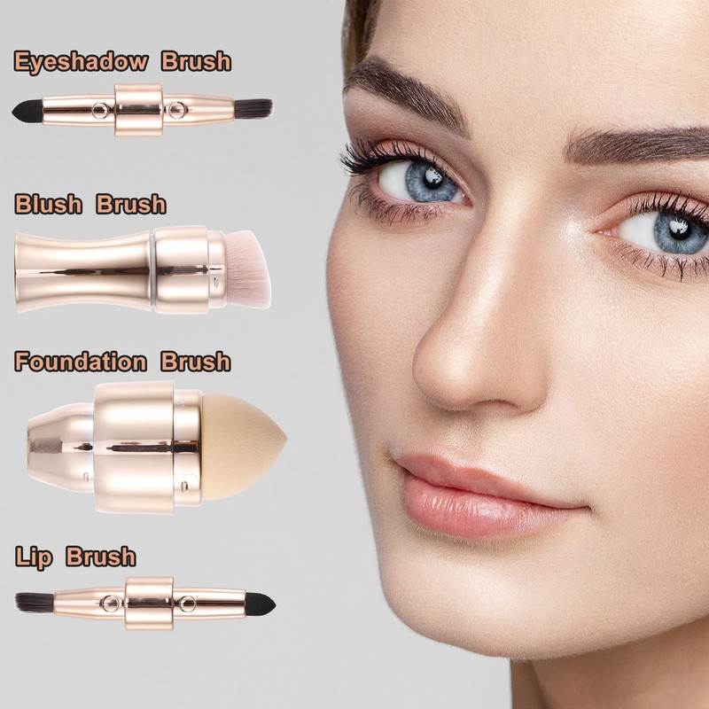 VOCOSTE 4 in 1 Portable Makeup Brush Set Foundation Sponge