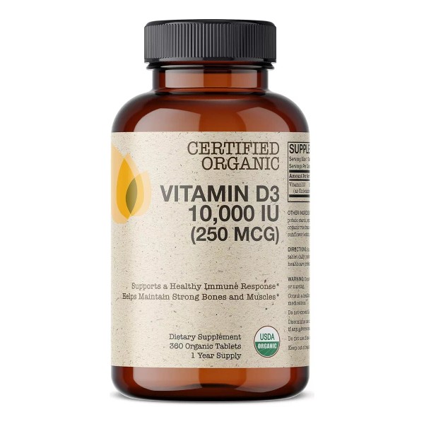 Futurebiotics Vitamina D3 10,000iu Con 360 Tabletas Orgánicas Hecho En Usa