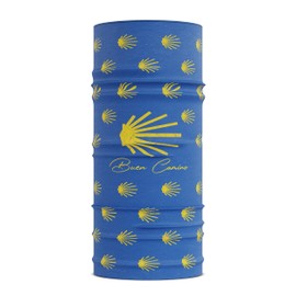 Buen Camino Multifunctional Scarf, 50+UV, Cooling Effect, Tube Scarf, Bandana, Way of St. James, Ultralight, UV Protection, Quick-Drying, blue