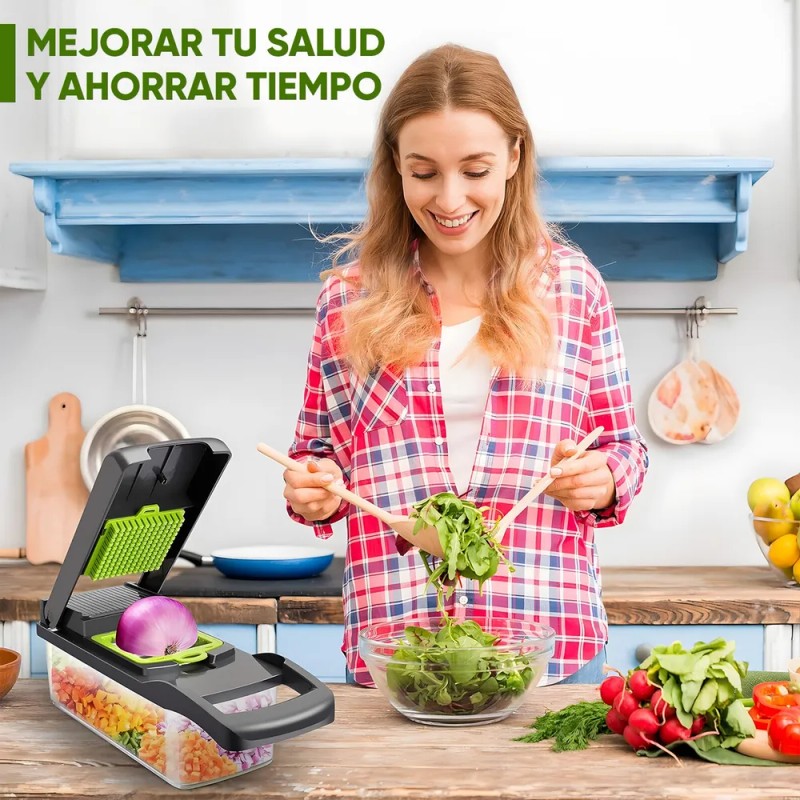 Rallador Multiusos Corta Rebana Pica Y Ralla Verduras/frutas Verde