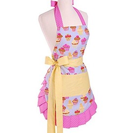 LroHan Women's Floral Pockets Vintage Adjustable Chefs Kitchen Cooking Baking Gardening Apron, Pink, One Size
