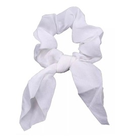 Mytoptrendz Bow Knot Scarf Scrunchie Silk Satin Ponytail Holders Girls Elastic Boho Hair Band Women Hair Ties (White)