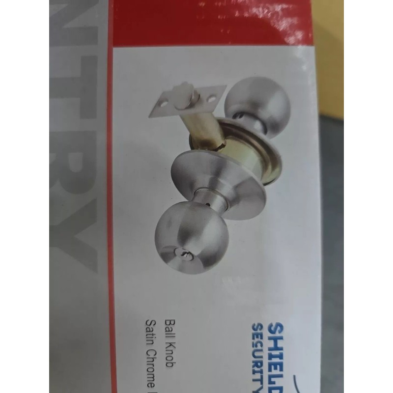 Shield Security Entry Lockset 2 Latches Ball Knob Satin Chrome