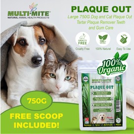 PLAQUE OUT Pouch Tartar Plaque Off Remover, 100% Natural & Organic - Bad Breath Teeth Gum Care for Dogs & Cats - (750g)
